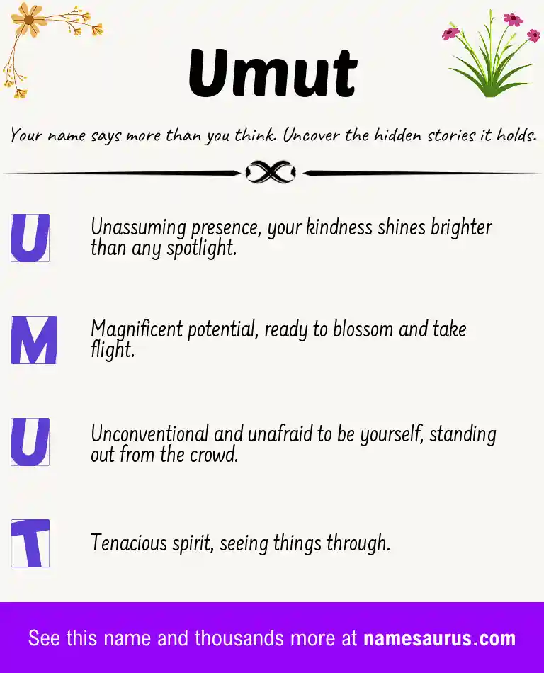 Acrostic poem about Umut.
