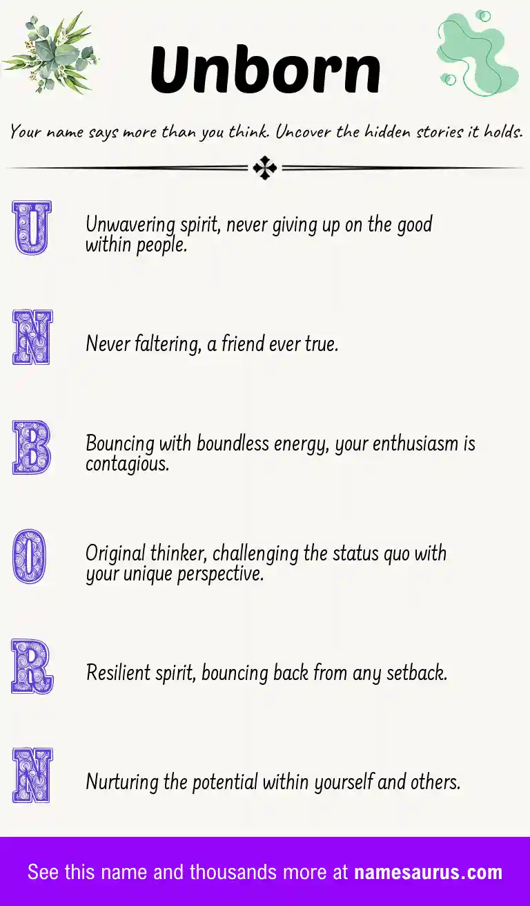Acrostic poem about Unborn.