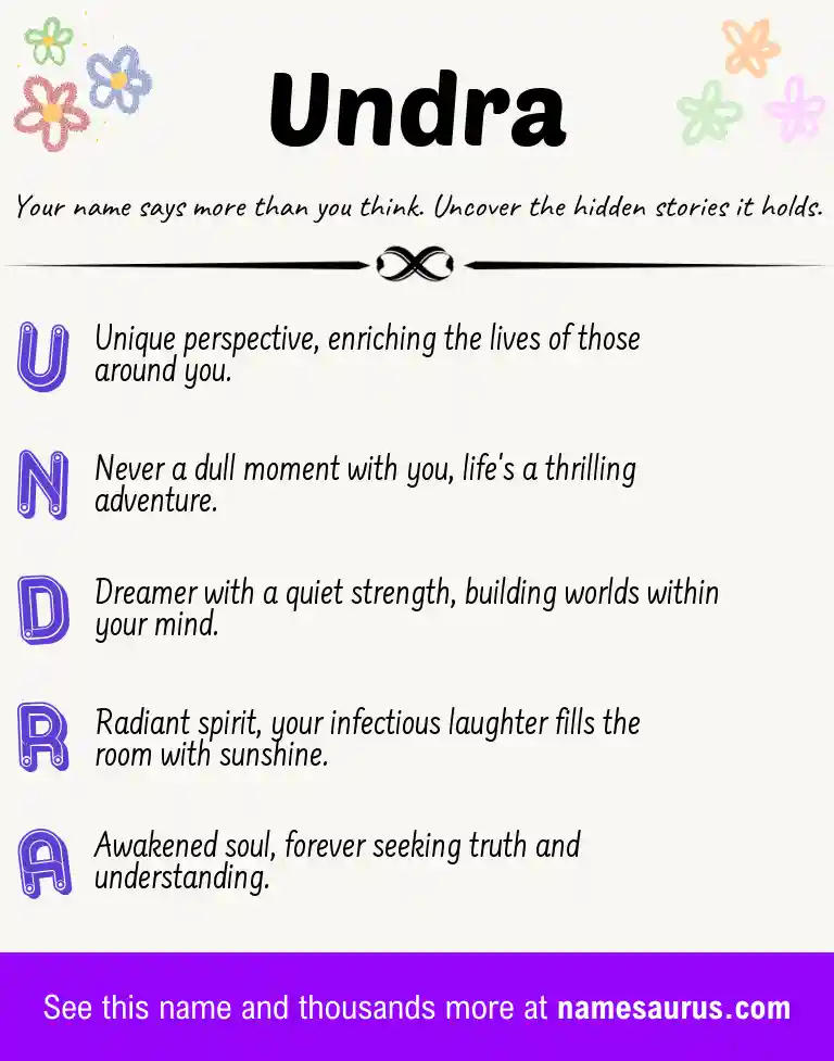Acrostic poem about Undra.