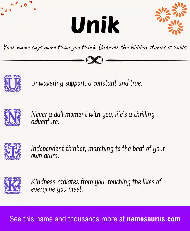 Acrostic poem about Unik.