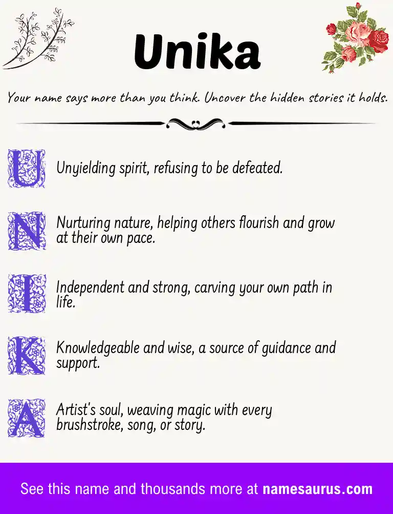 Acrostic poem about Unika.