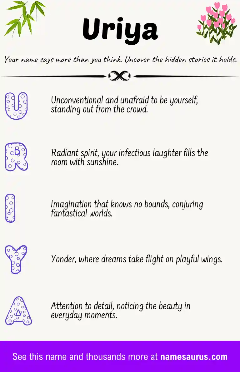 Acrostic poem about Uriya.