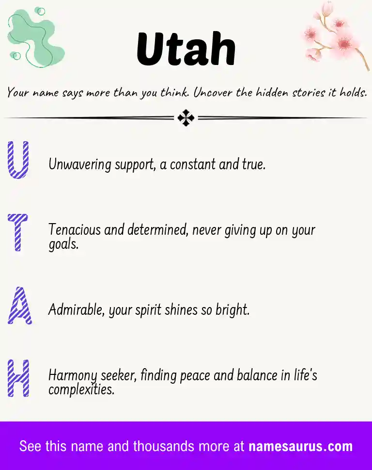 Acrostic poem about Utah.