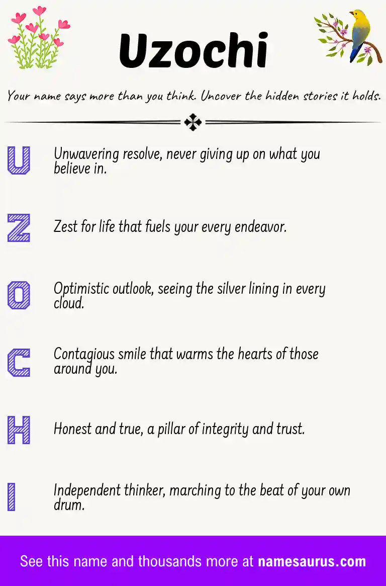 Acrostic poem about Uzochi.