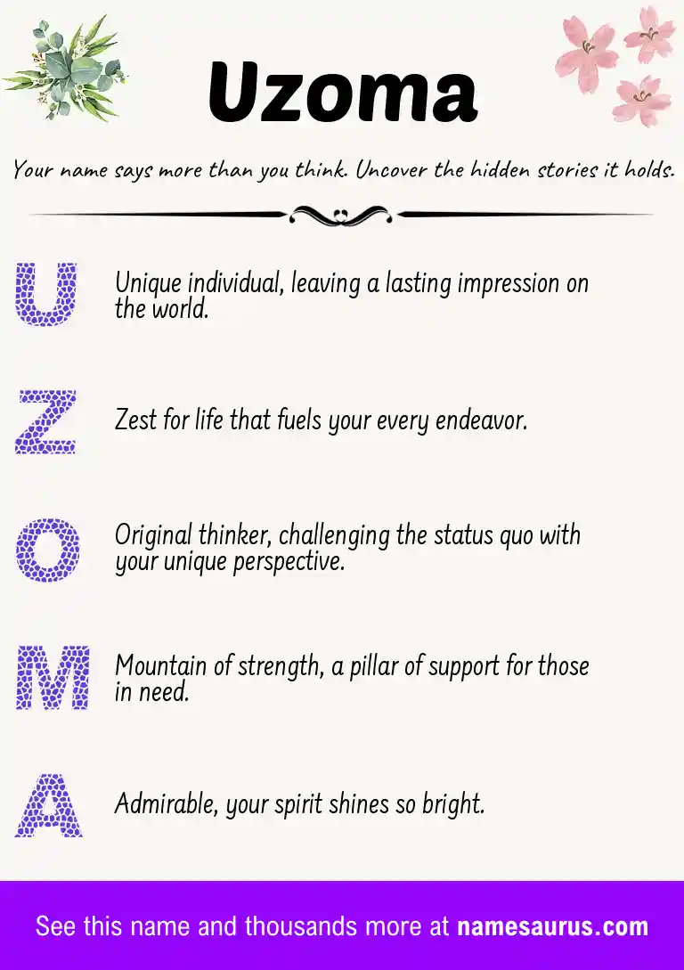 Acrostic poem about Uzoma.