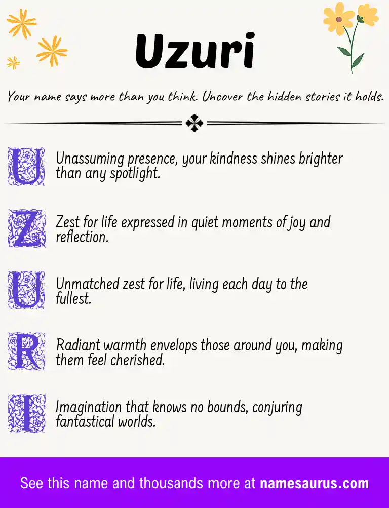 Acrostic poem about Uzuri.