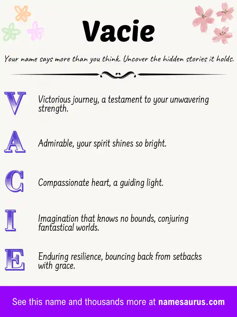 Acrostic poem about Vacie.