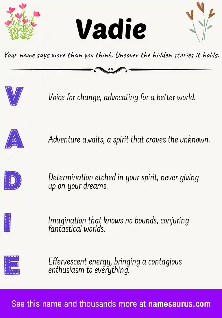 Acrostic poem about Vadie.