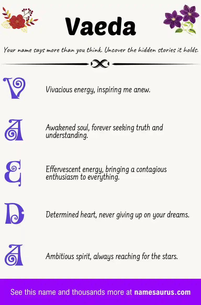 Acrostic poem about Vaeda.