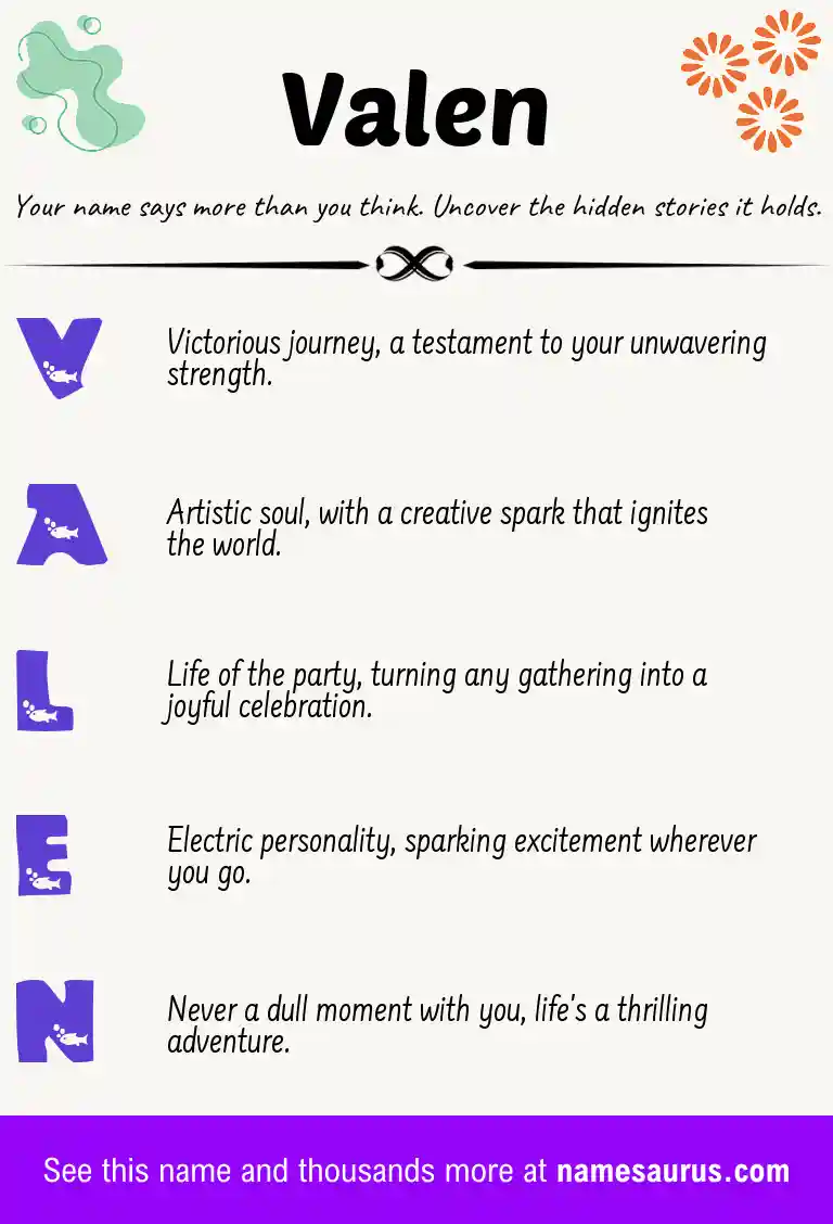 Acrostic poem about Valen.