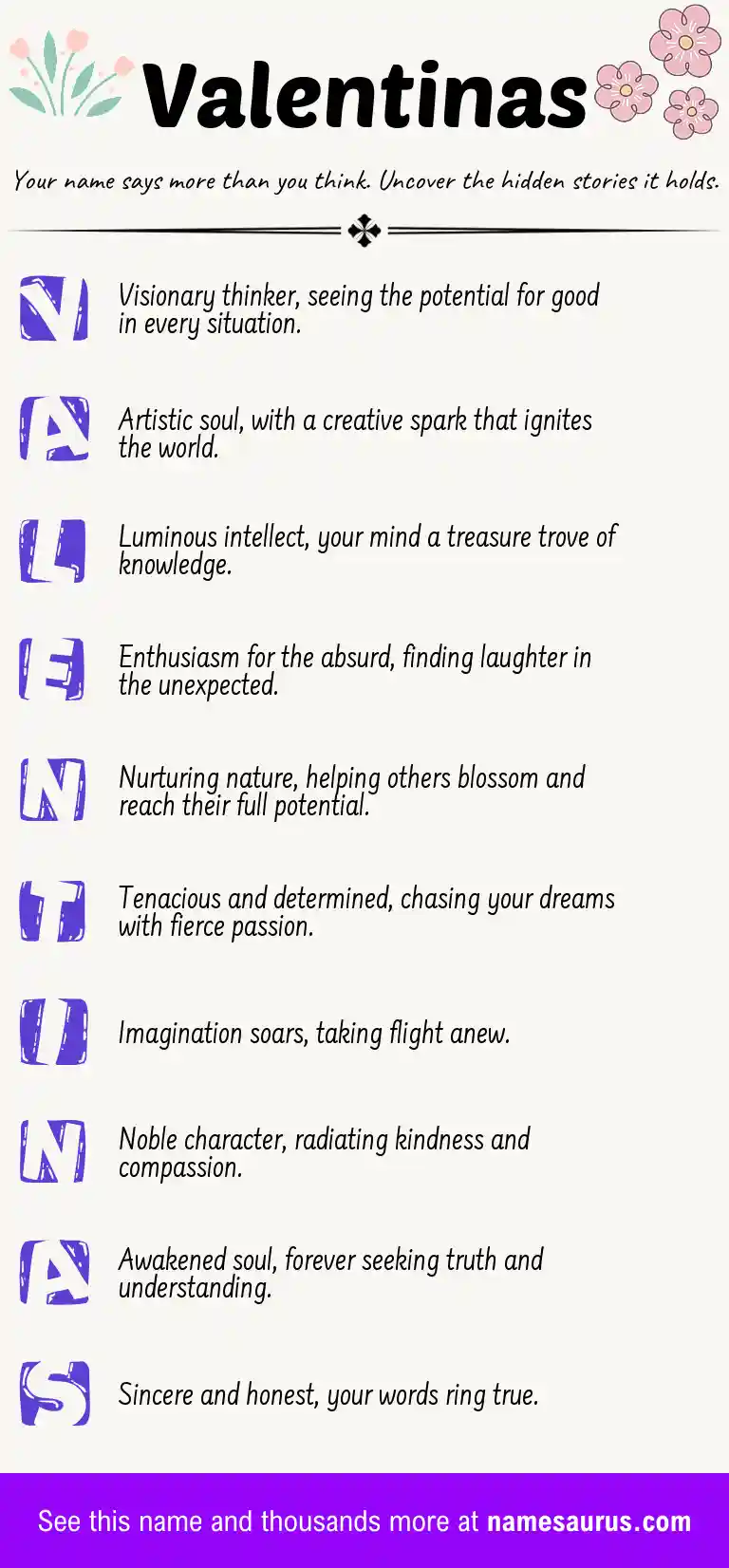 Acrostic poem about Valentinas.