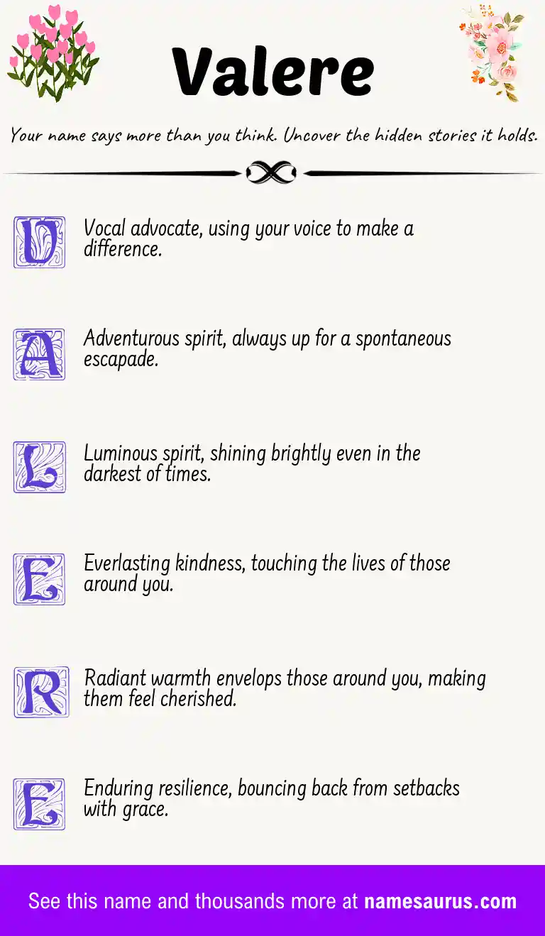 Acrostic poem about Valere.