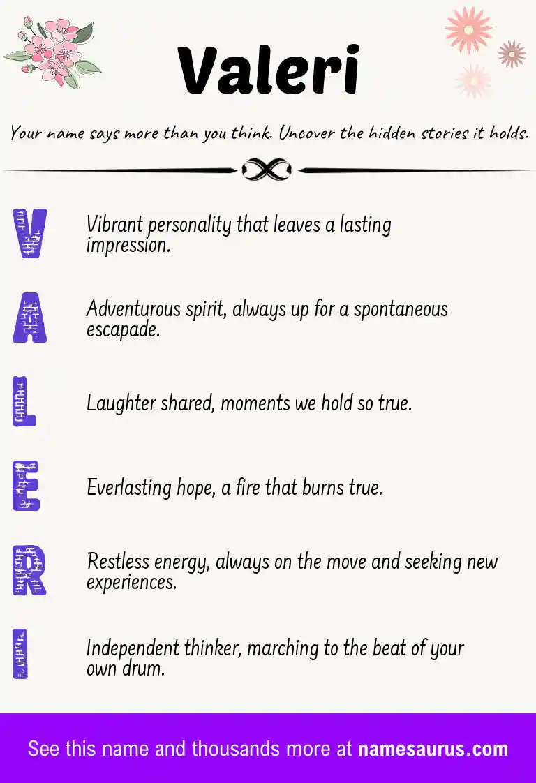 Acrostic poem about Valeri.