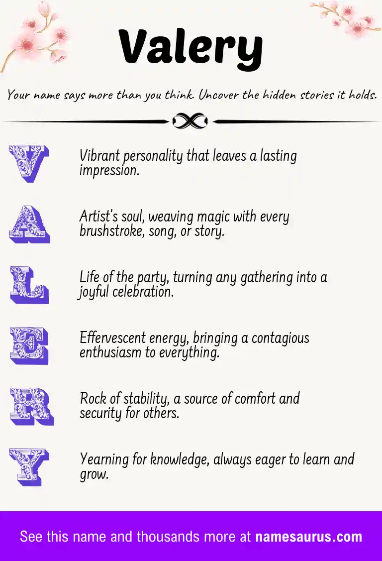 Acrostic poem about Valery.