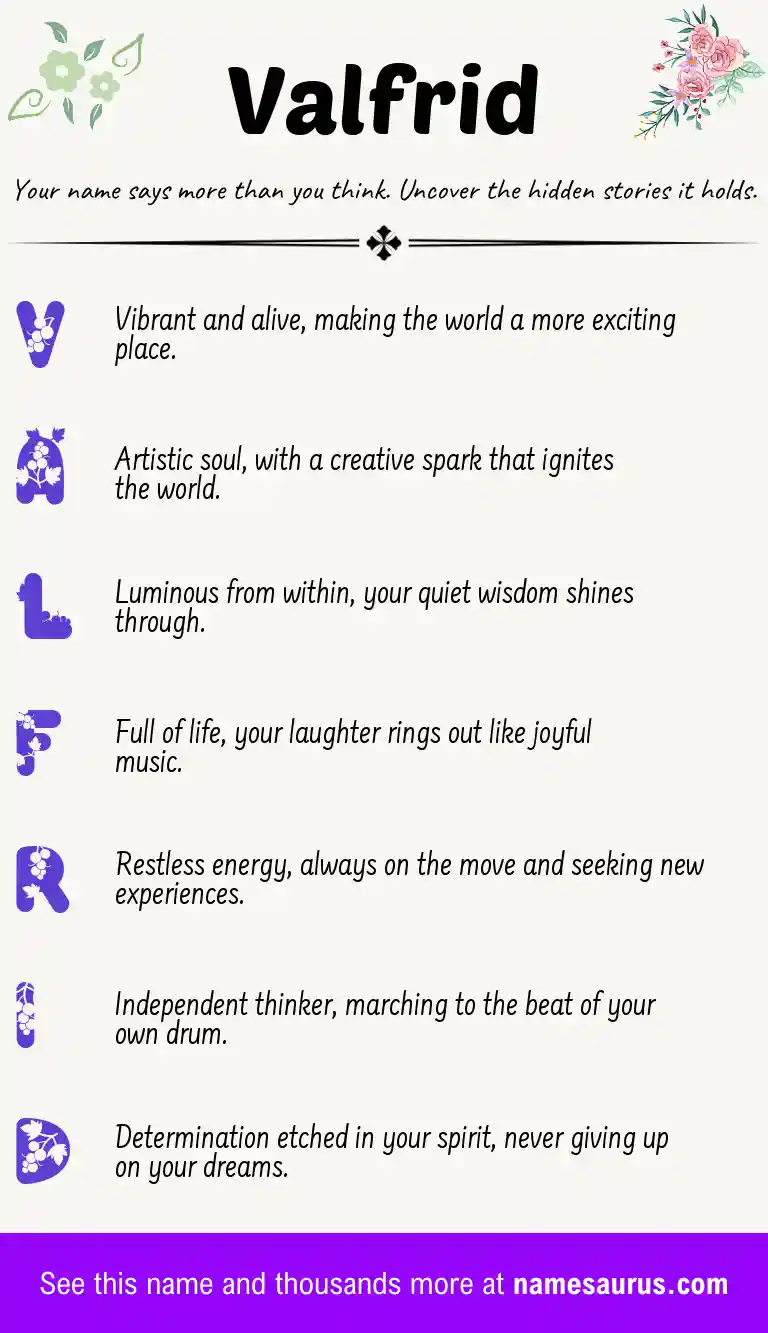 Acrostic poem about Valfrid.
