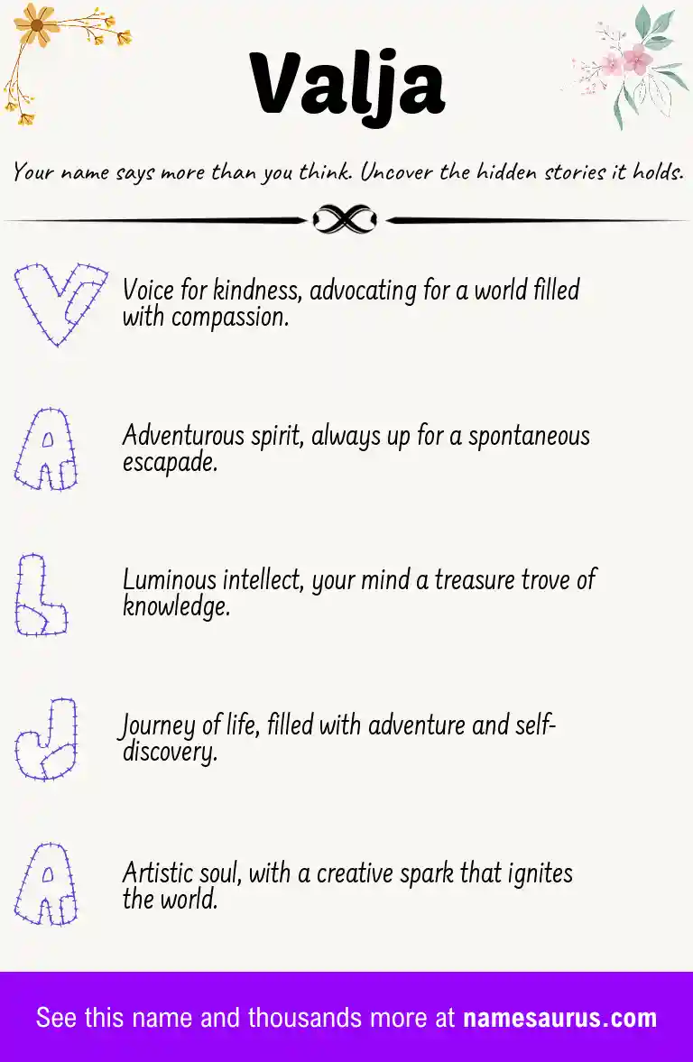 Acrostic poem about Valja.