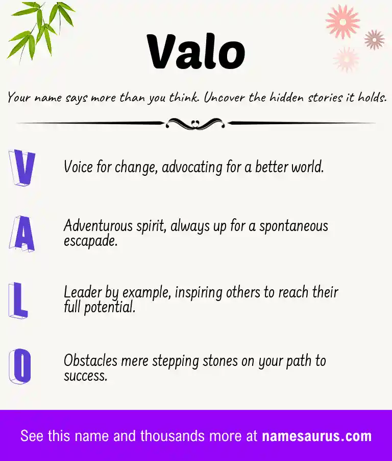 Acrostic poem about Valo.