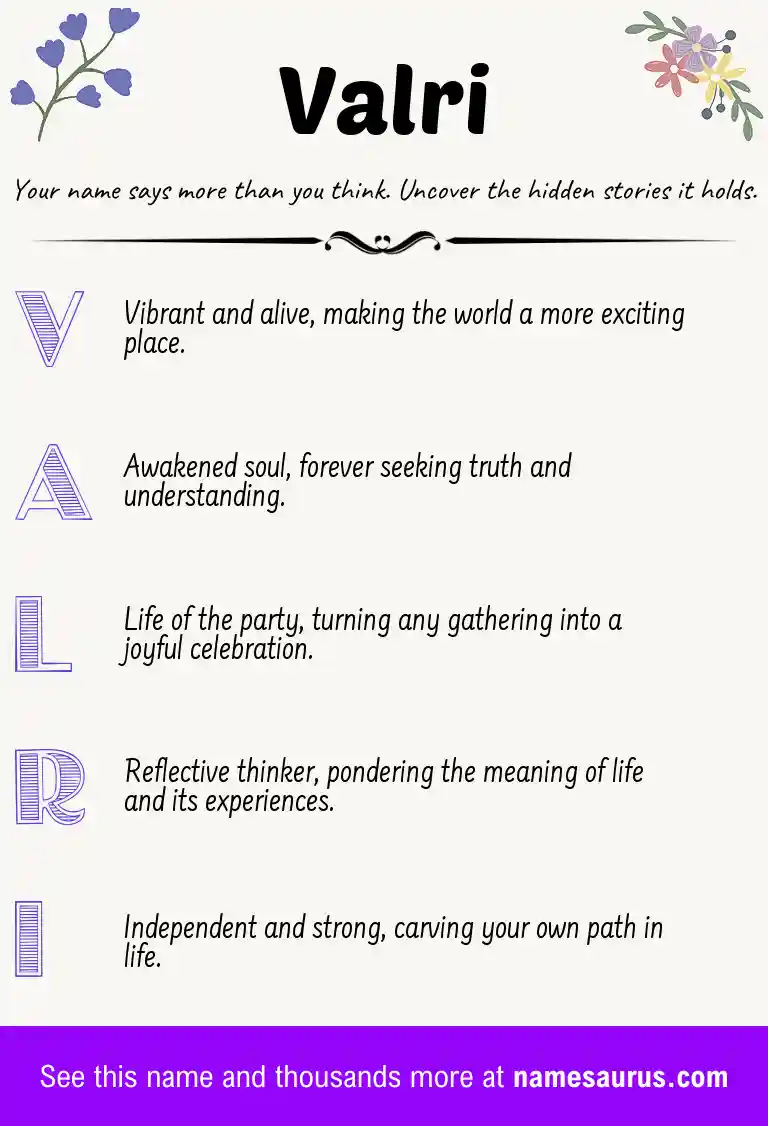 Acrostic poem about Valri.