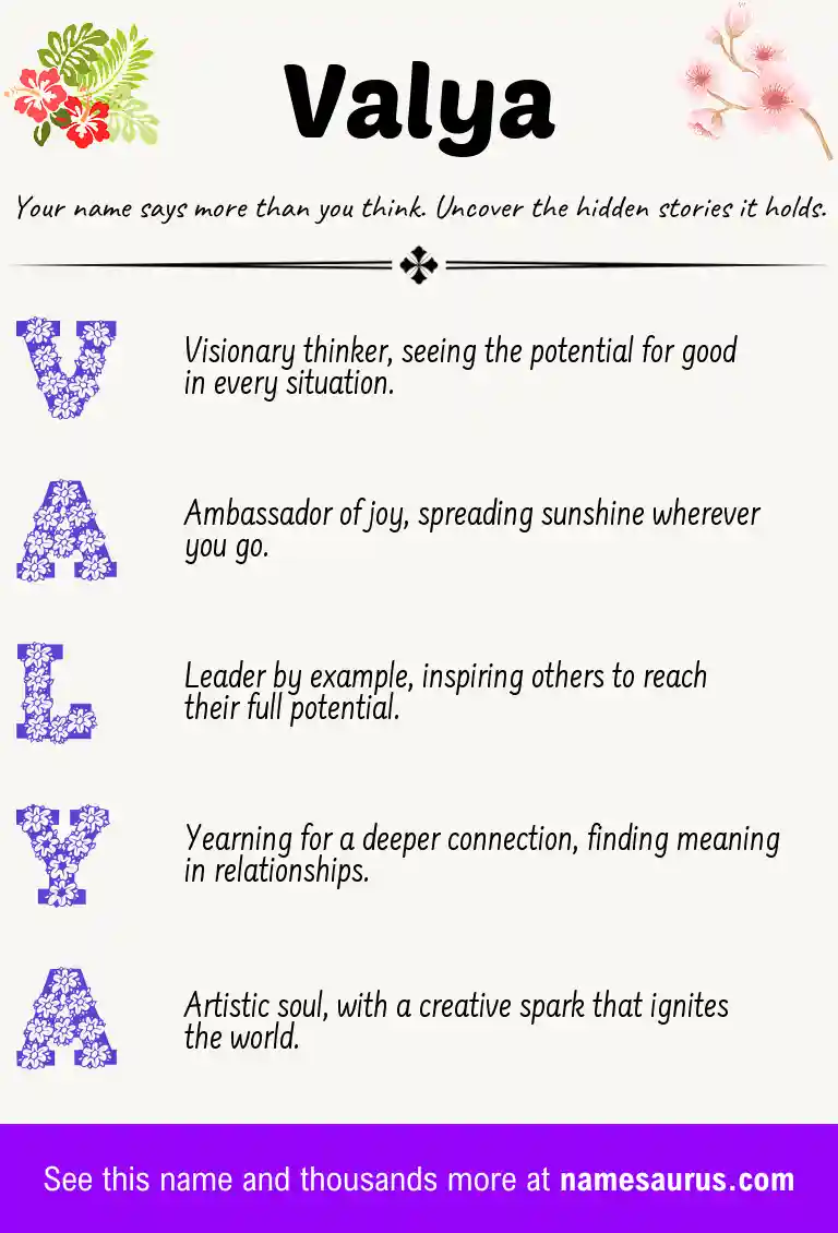 Acrostic poem about Valya.