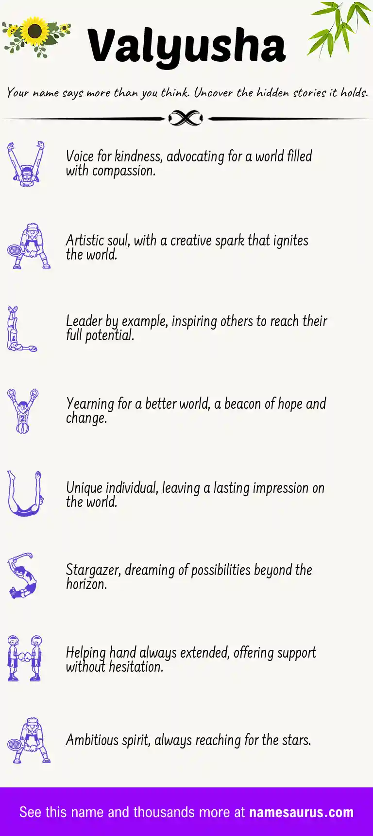 Acrostic poem about Valyusha.