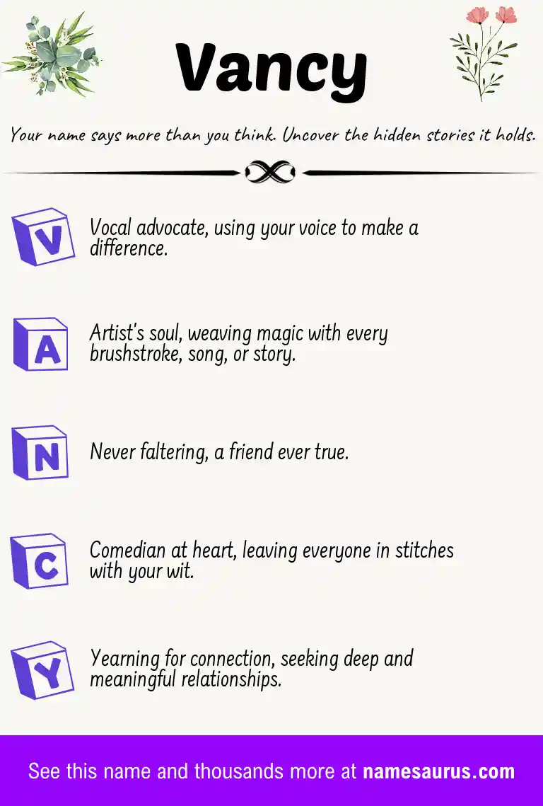 Acrostic poem about Vancy.
