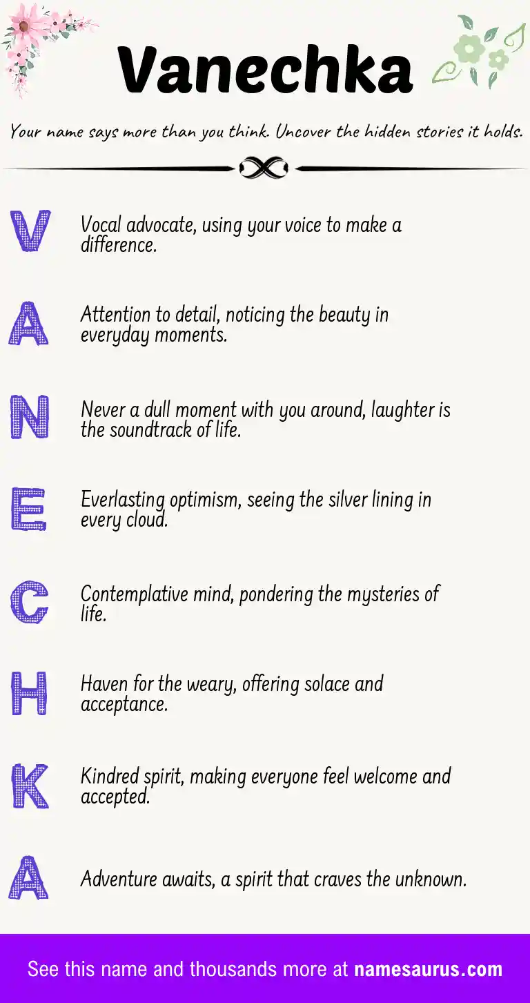 Acrostic poem about Vanechka.