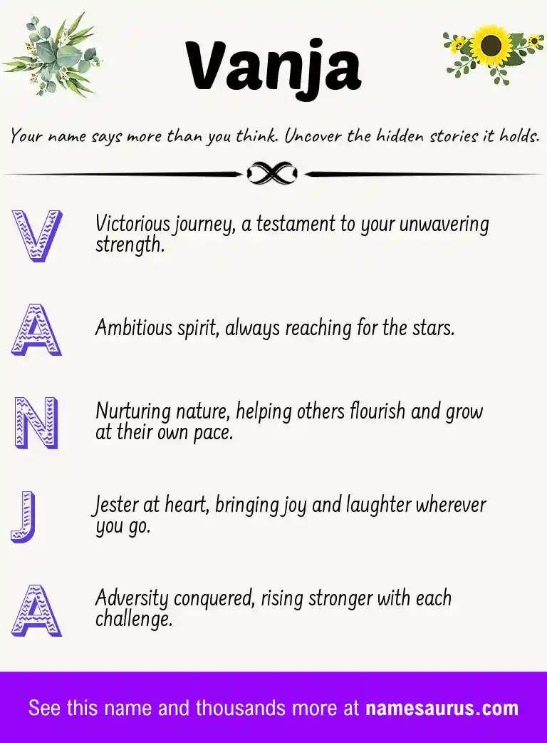 Acrostic poem about Vanja.