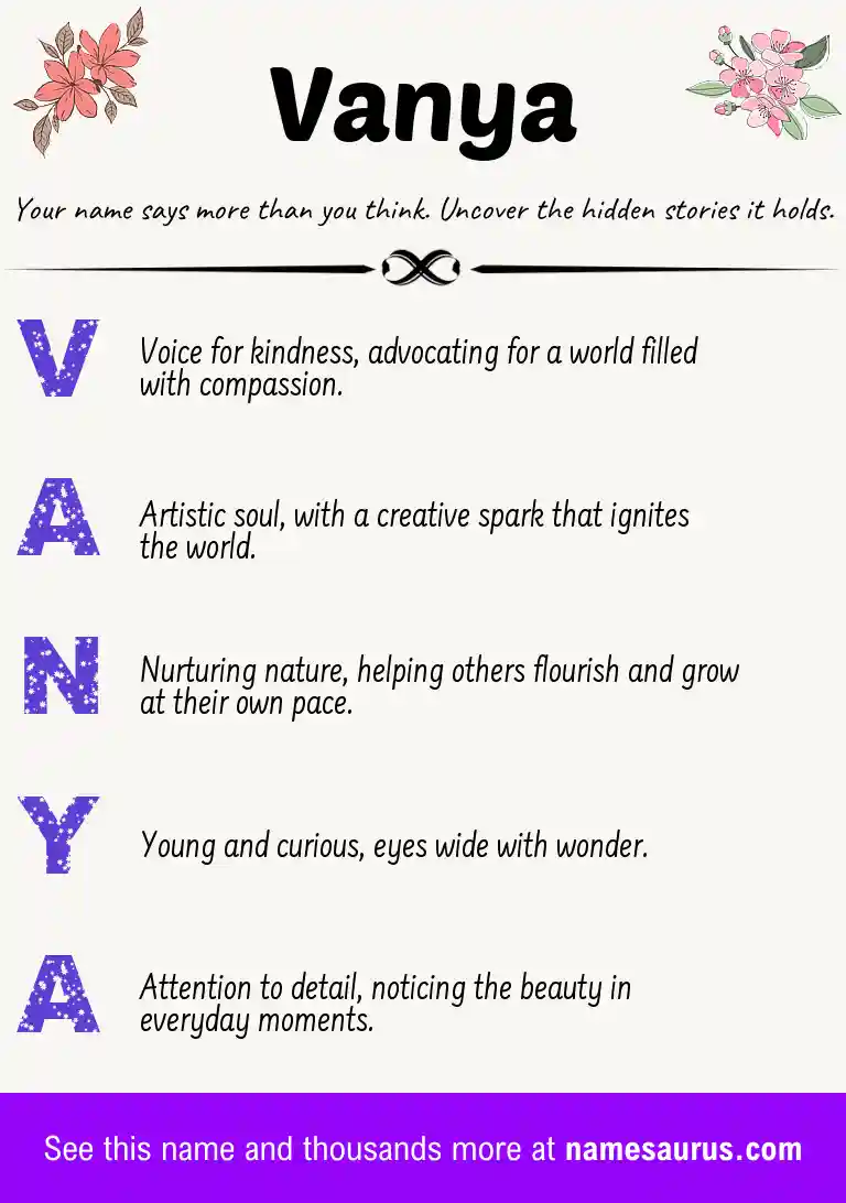 Acrostic poem about Vanya.