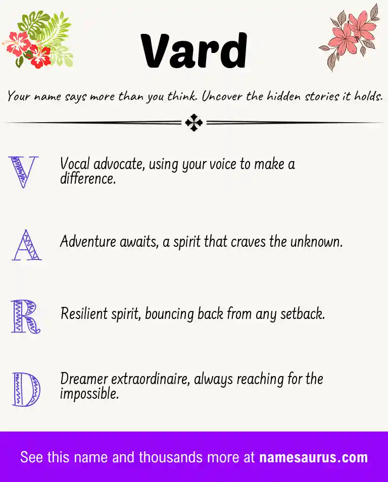 Acrostic poem about Vard.