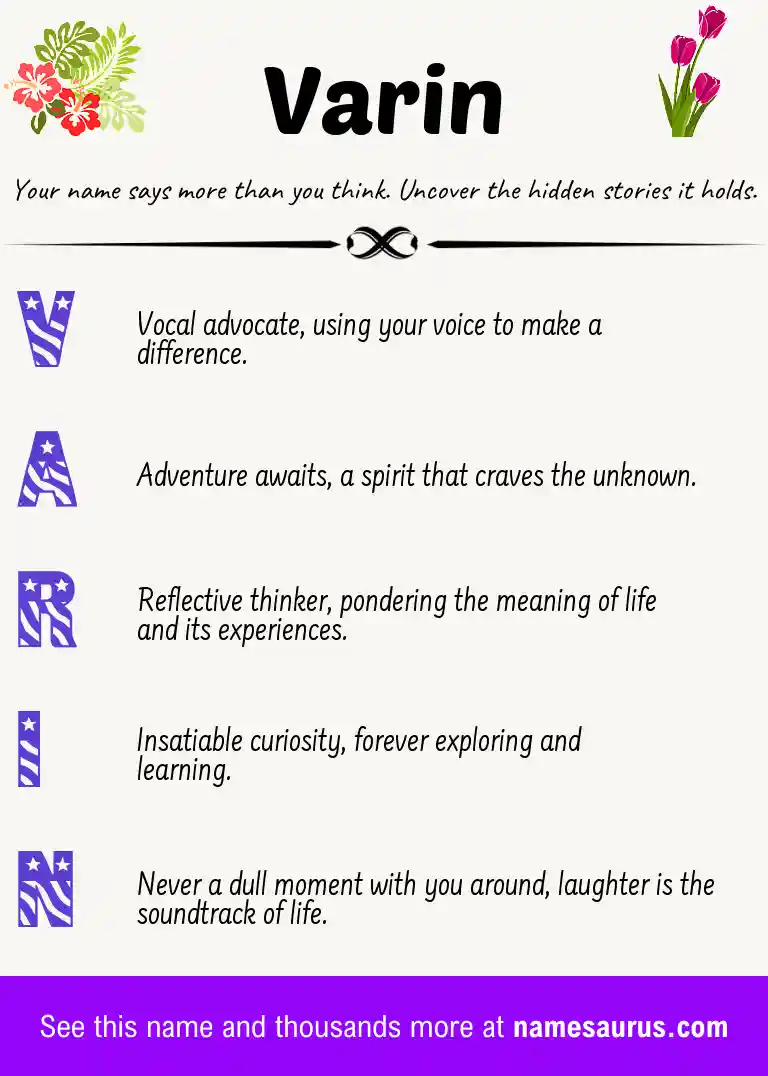 Acrostic poem about Varin.