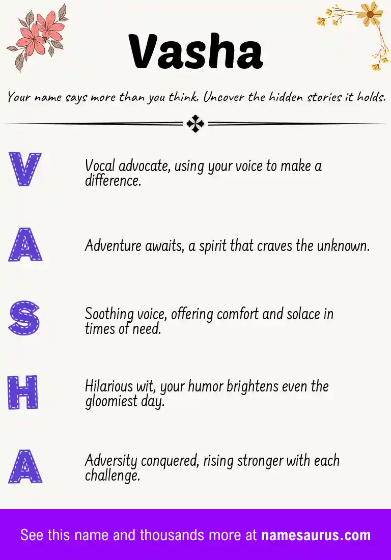 Acrostic poem about Vasha.
