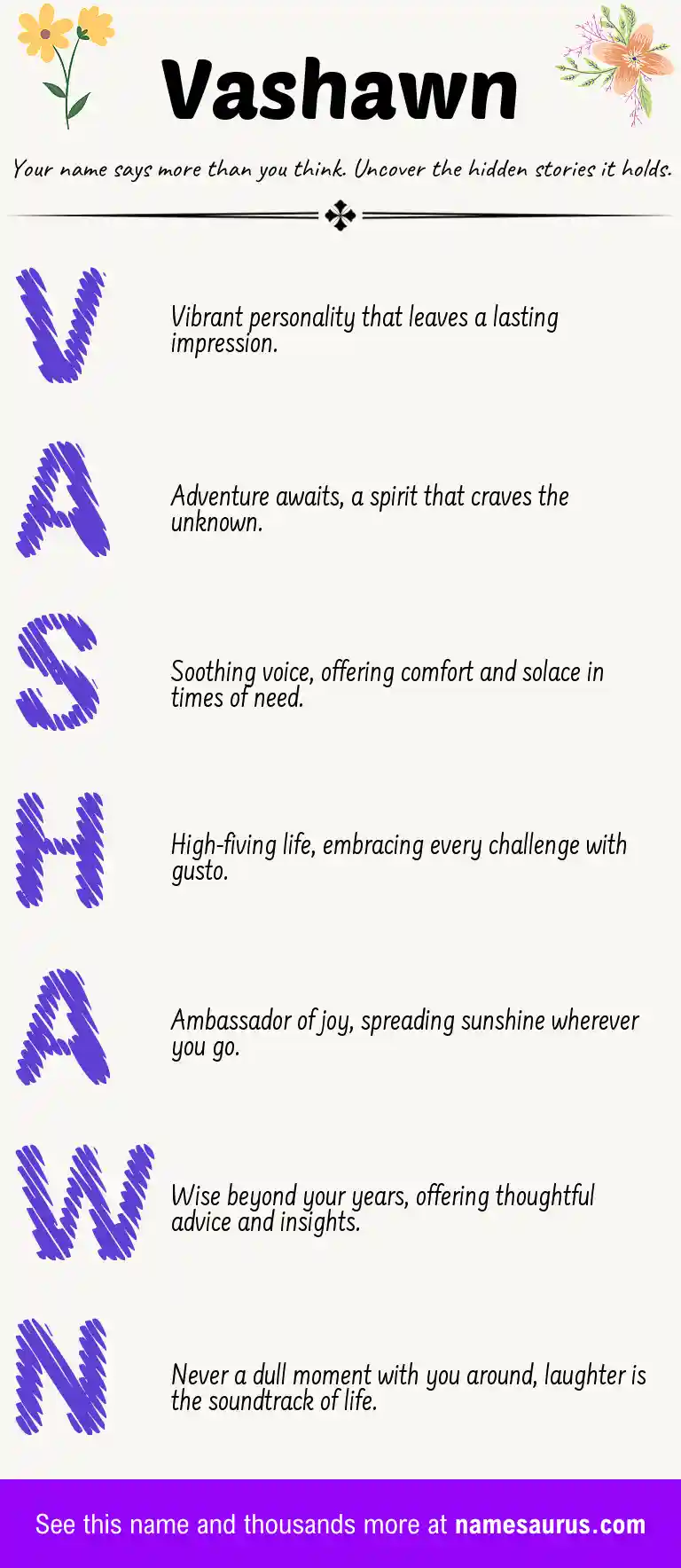 Acrostic poem about Vashawn.