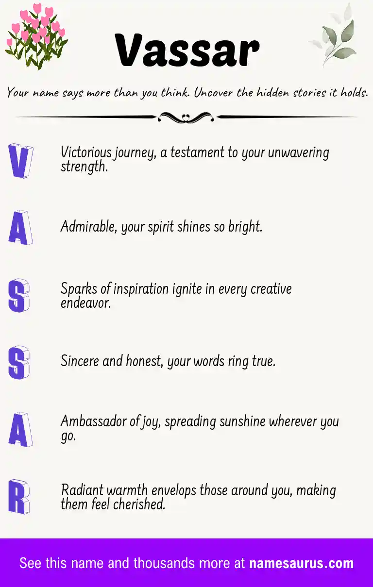 Acrostic poem about Vassar.