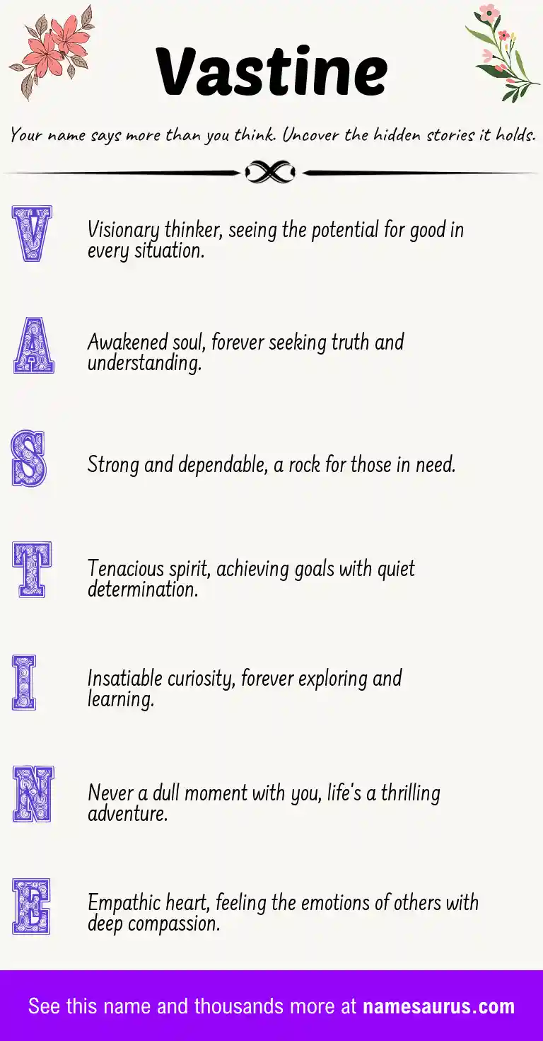 Acrostic poem about Vastine.