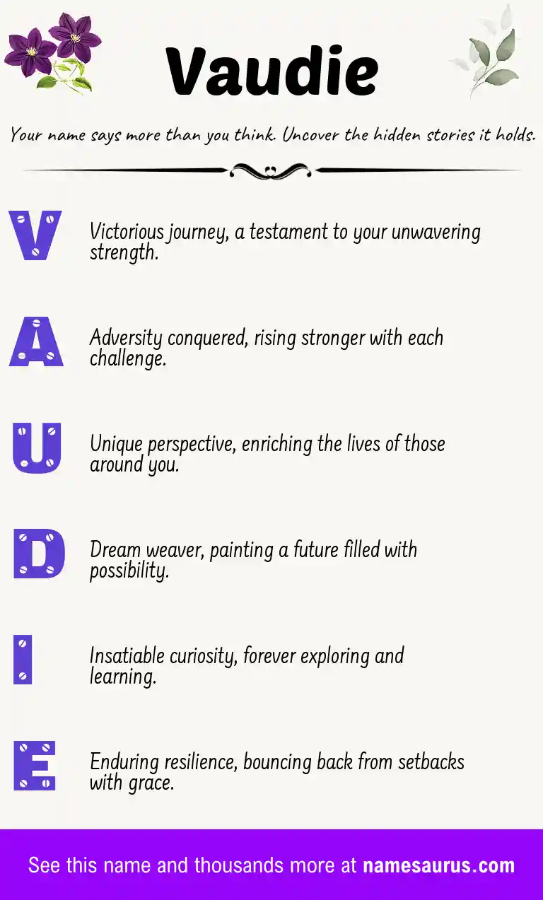 Acrostic poem about Vaudie.