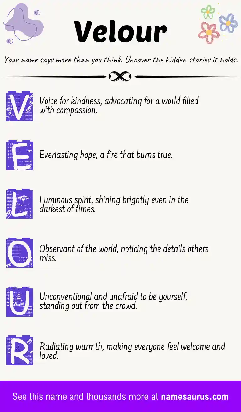 Acrostic poem about Velour.