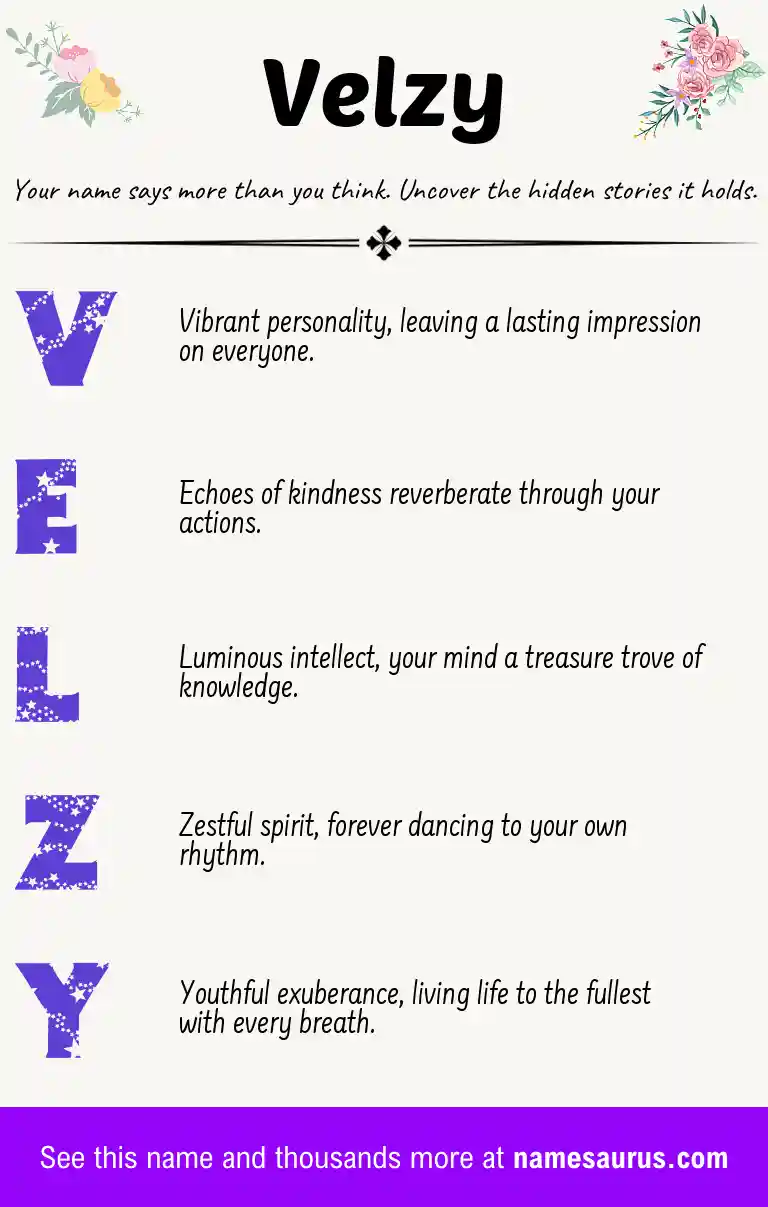 Acrostic poem about Velzy.