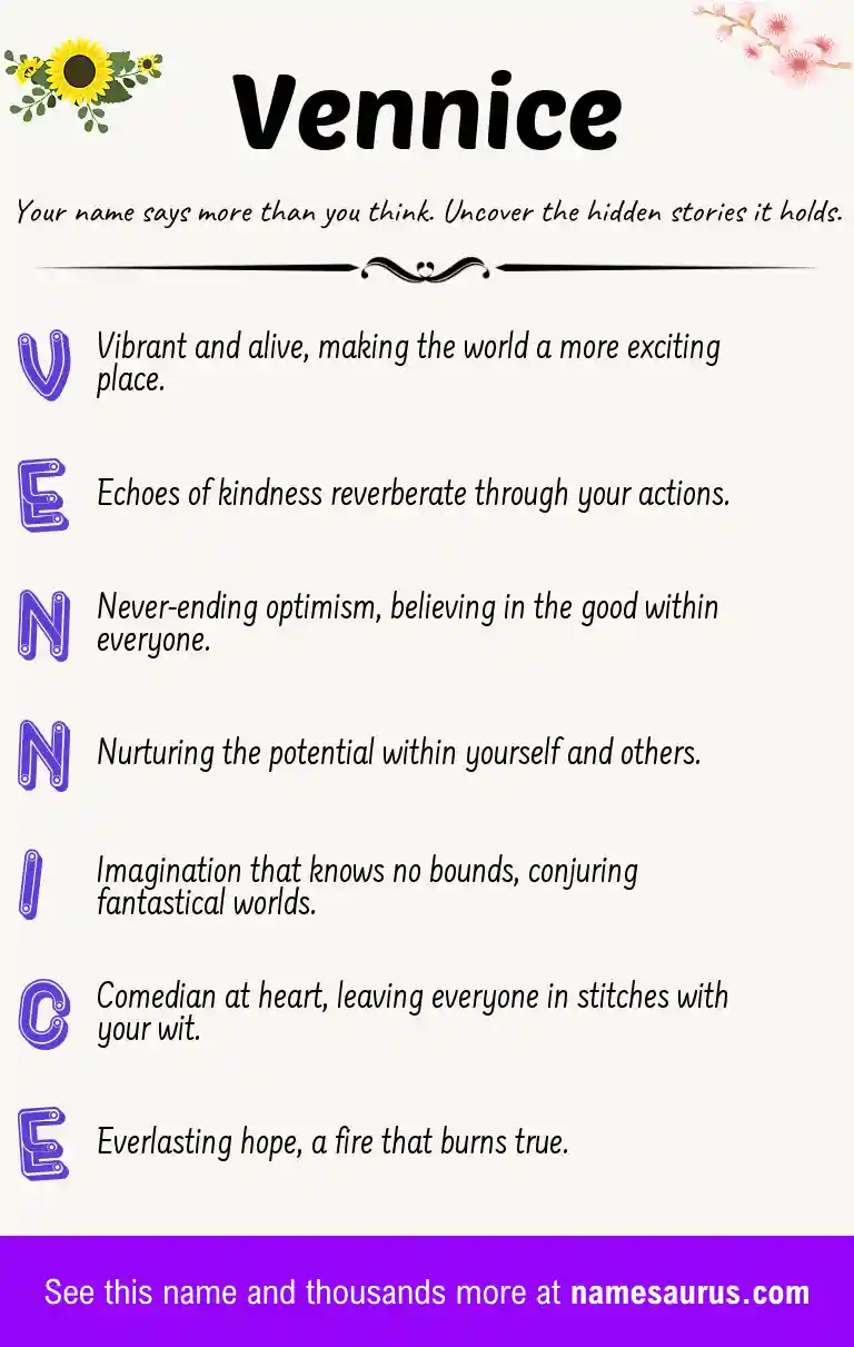 Acrostic poem about Vennice.