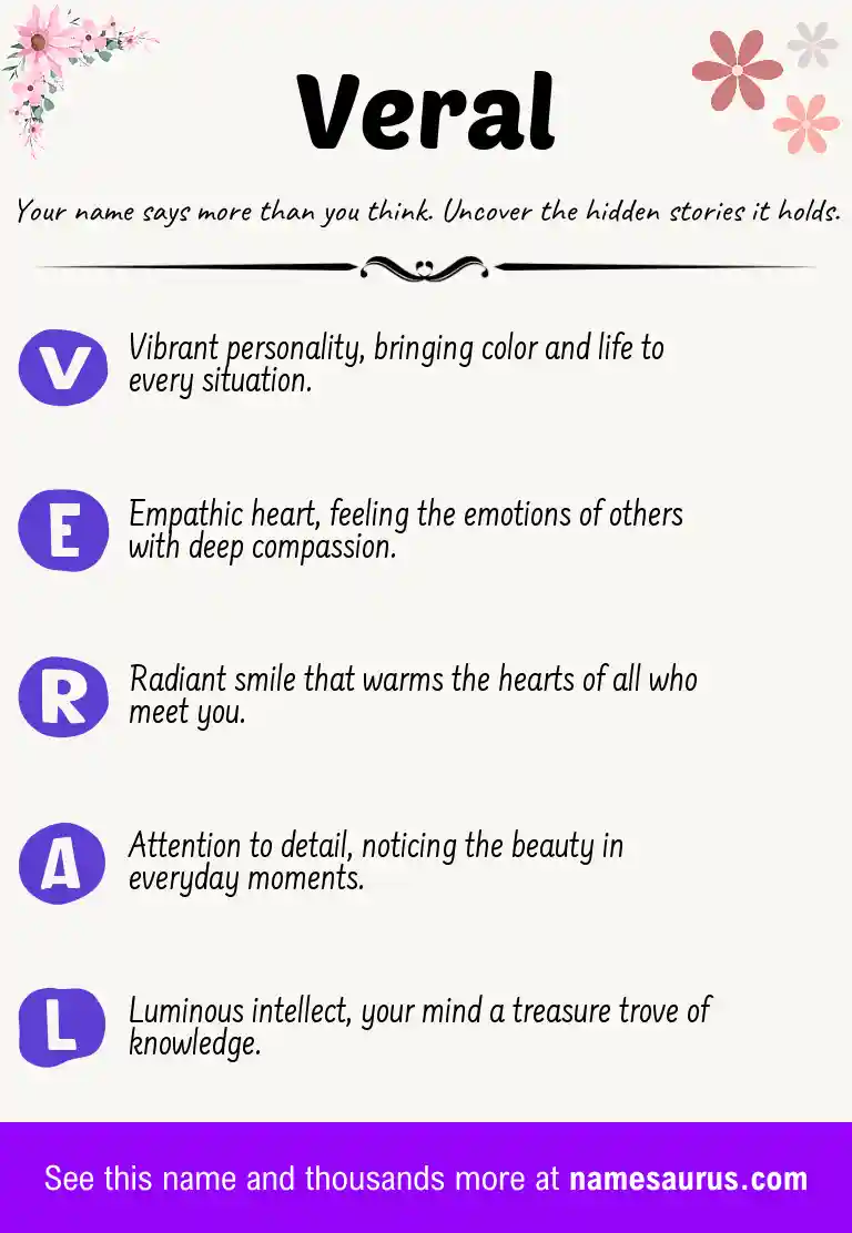 Acrostic poem about Veral.