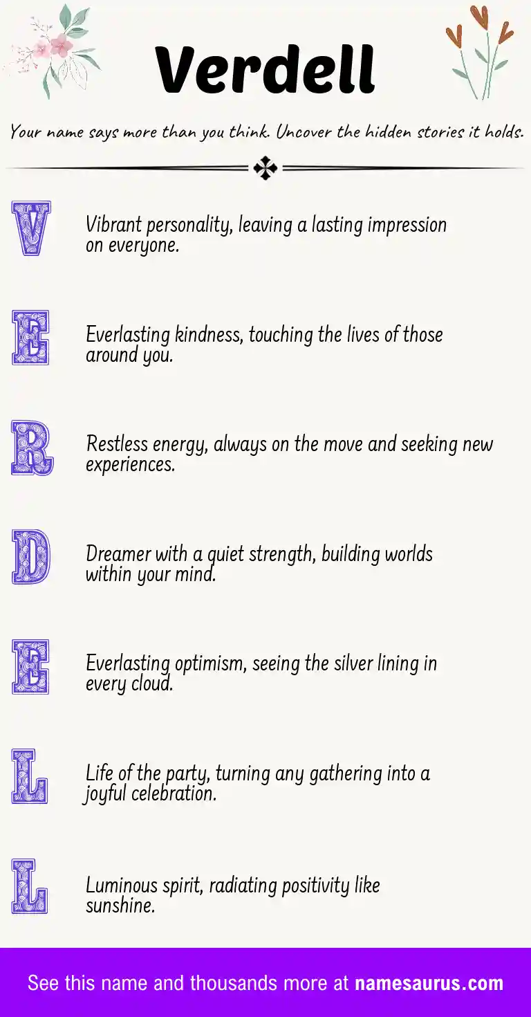 Acrostic poem about Verdell.