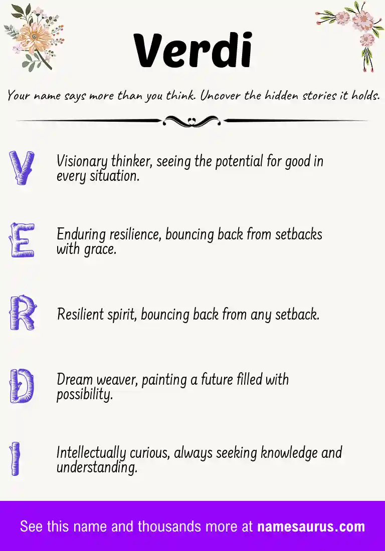 Acrostic poem about Verdi.