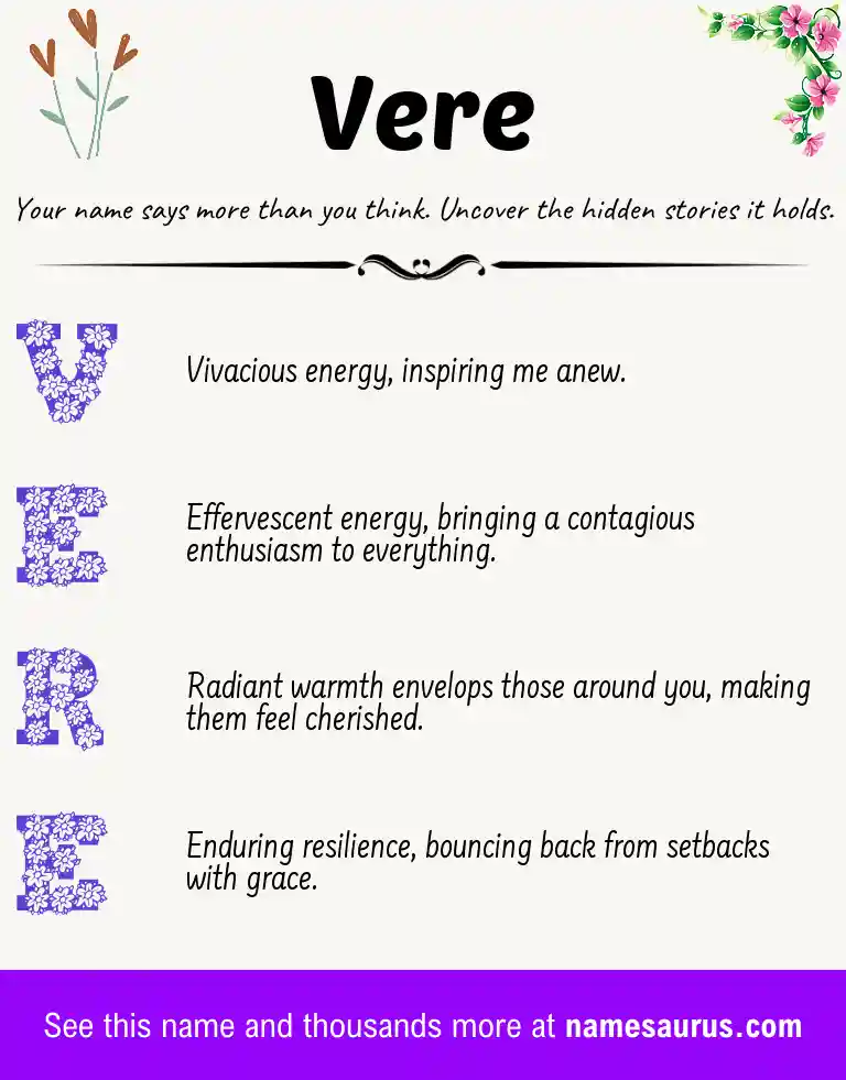 Acrostic poem about Vere.