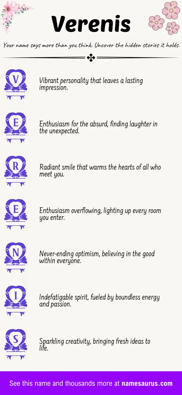 Acrostic poem about Verenis.