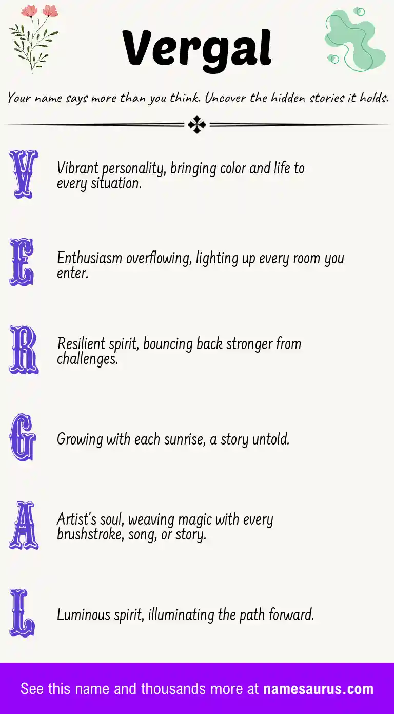Acrostic poem about Vergal.