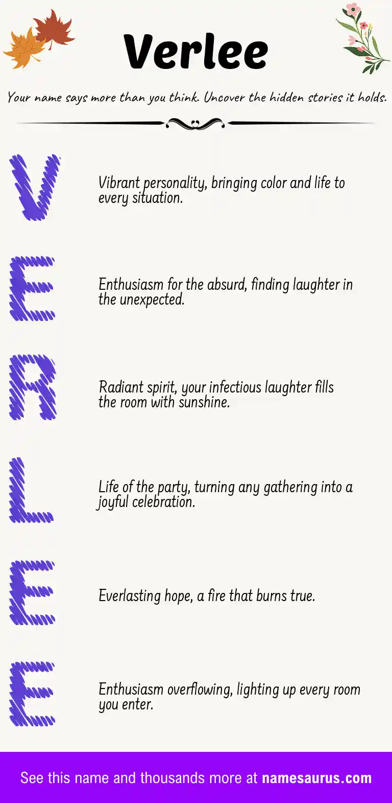 Acrostic poem about Verlee.