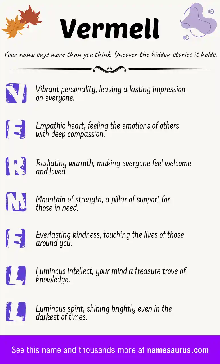 Acrostic poem about Vermell.