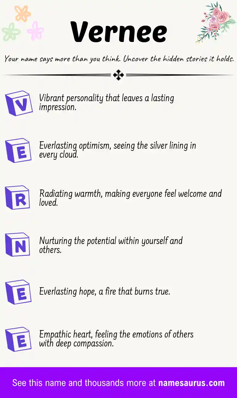 Acrostic poem about Vernee.