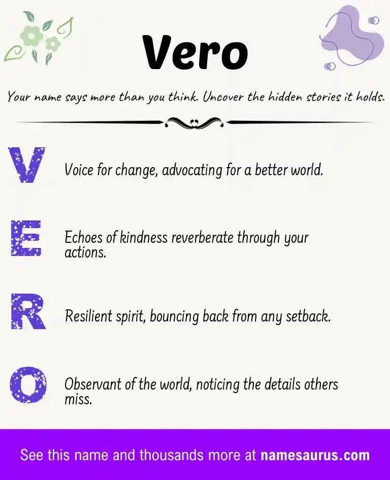 Acrostic poem about Vero.