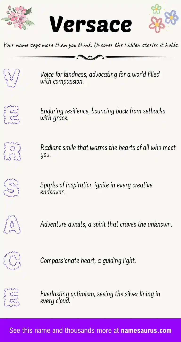 Acrostic poem about Versace.