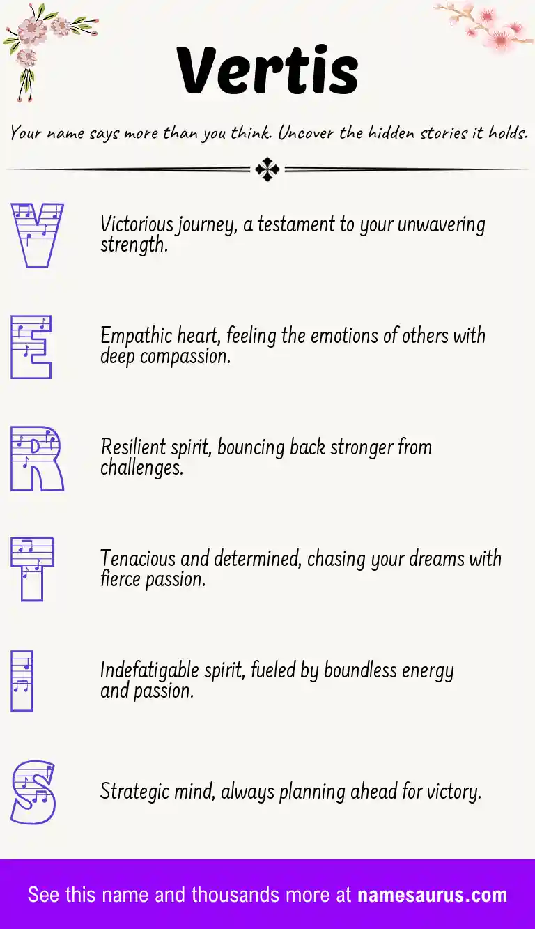Acrostic poem about Vertis.